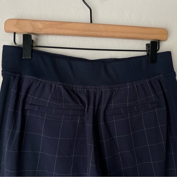 Athleta Plaid Brooklyn Ankle joggers navy blue 6 - Picture 8 of 12